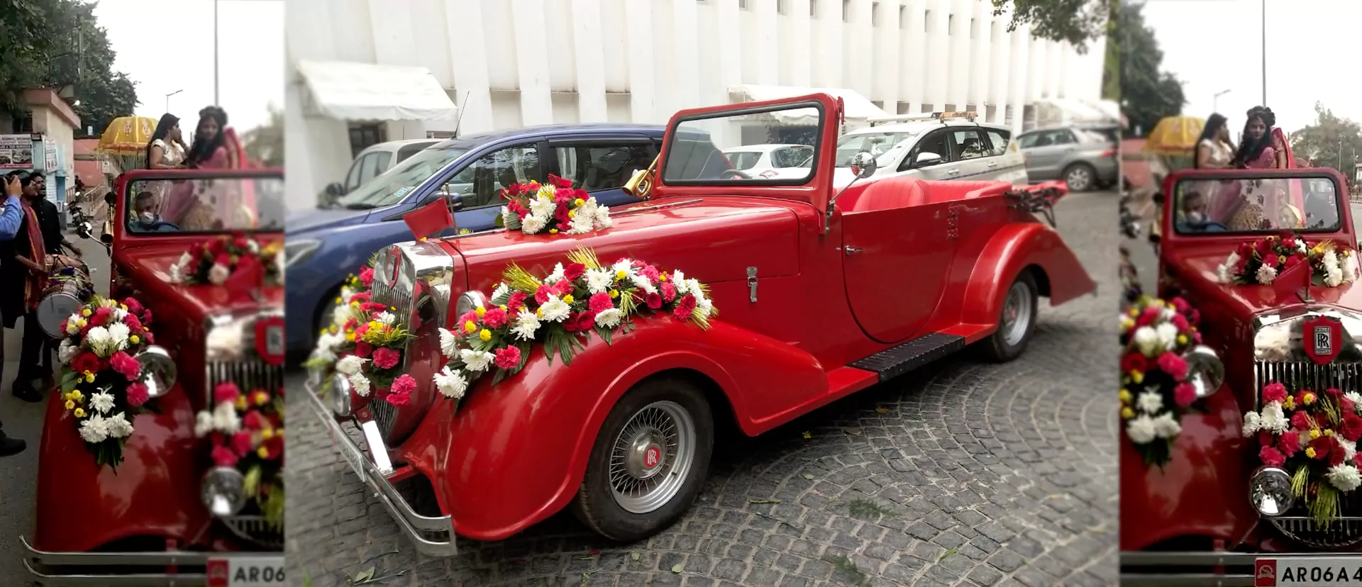 Red Vintage Rolls Royce Car for Wedding